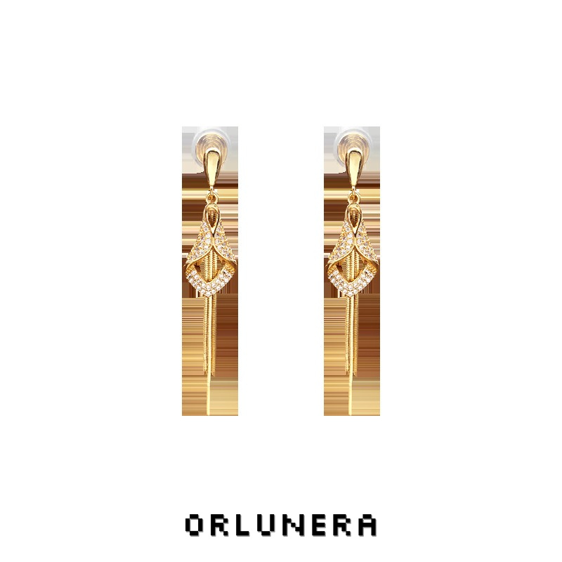 Vesper Tassel Diamond-Shaped Clip-On Drop Earrings product image