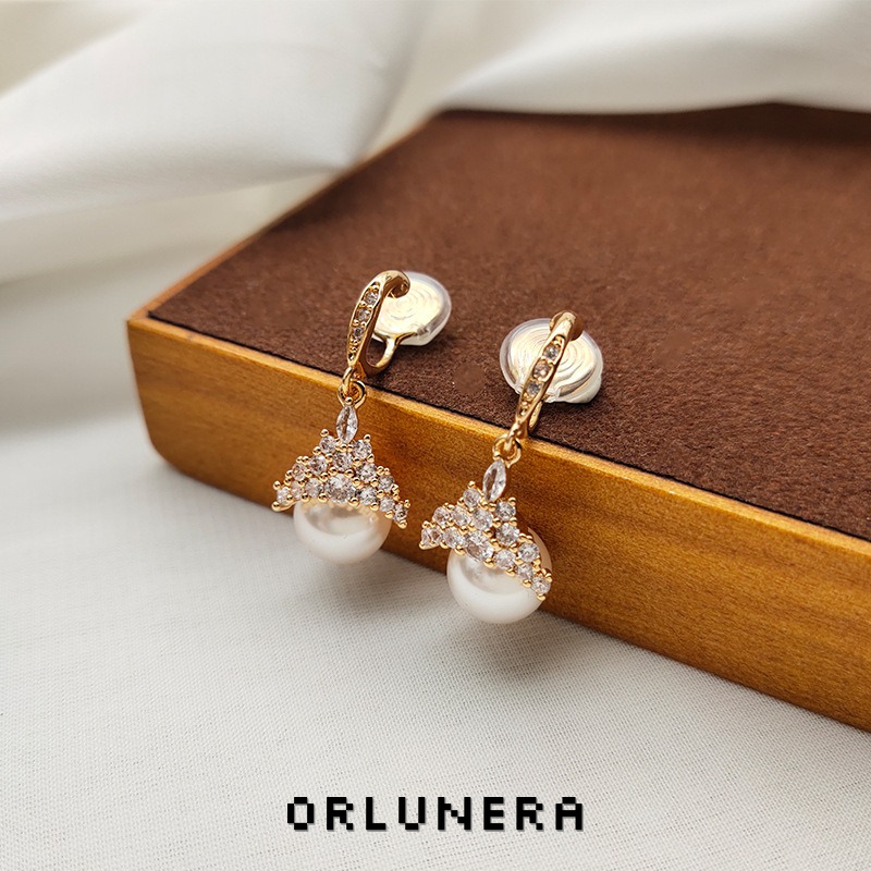 Celeste Pearl Crown Crystal Stud Earrings product image