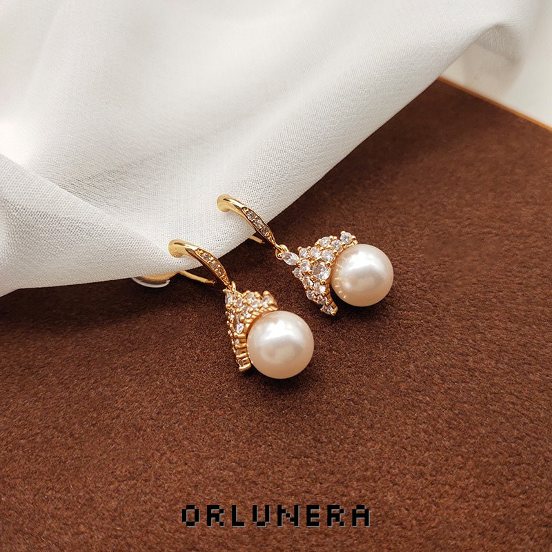 Celeste Pearl Crown Crystal Stud Earrings product image