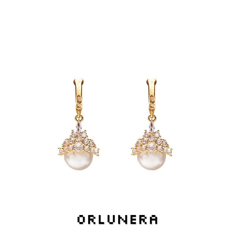 Celeste Pearl Crown Crystal Stud Earrings product image