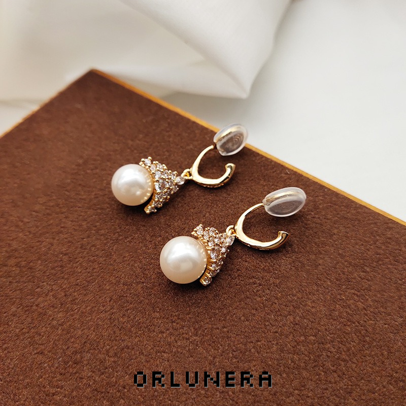 Celeste Pearl Crown Crystal Stud Earrings product image