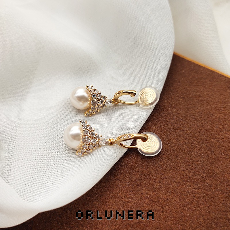 Celeste Pearl Crown Crystal Stud Earrings product image