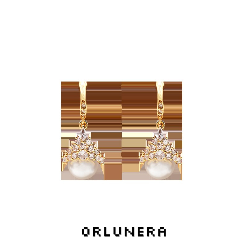 Celeste Pearl Crown Crystal Stud Earrings product image
