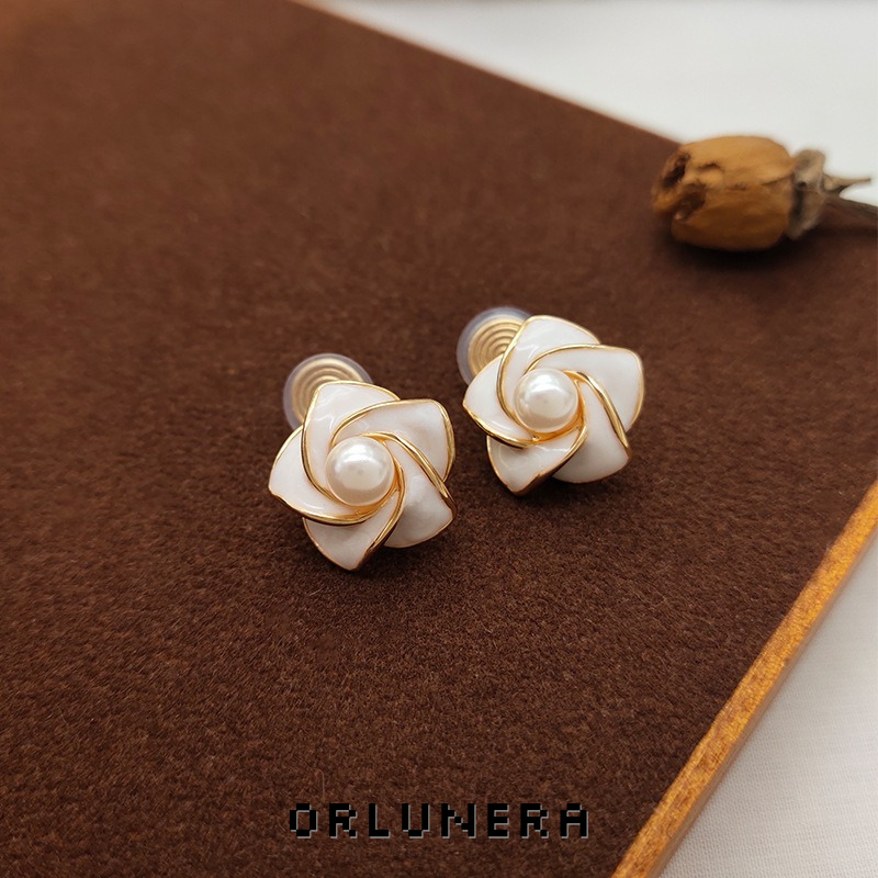 Celeste Camellia Floral Pearl Clip-On Earrings product image