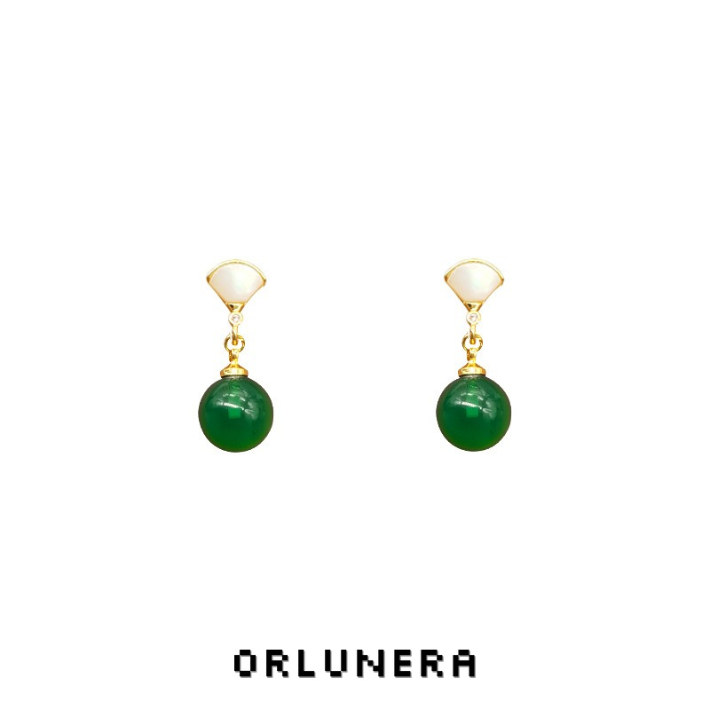 Aurelia Fan Cat-Eye Jade-Inspired Clip-On Earrings product image