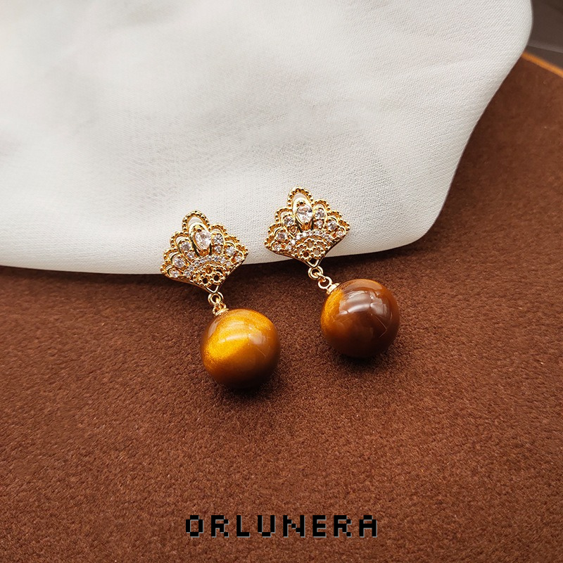Vesper Tiger-Eye Inspired Clip-On Drop Earrings product image