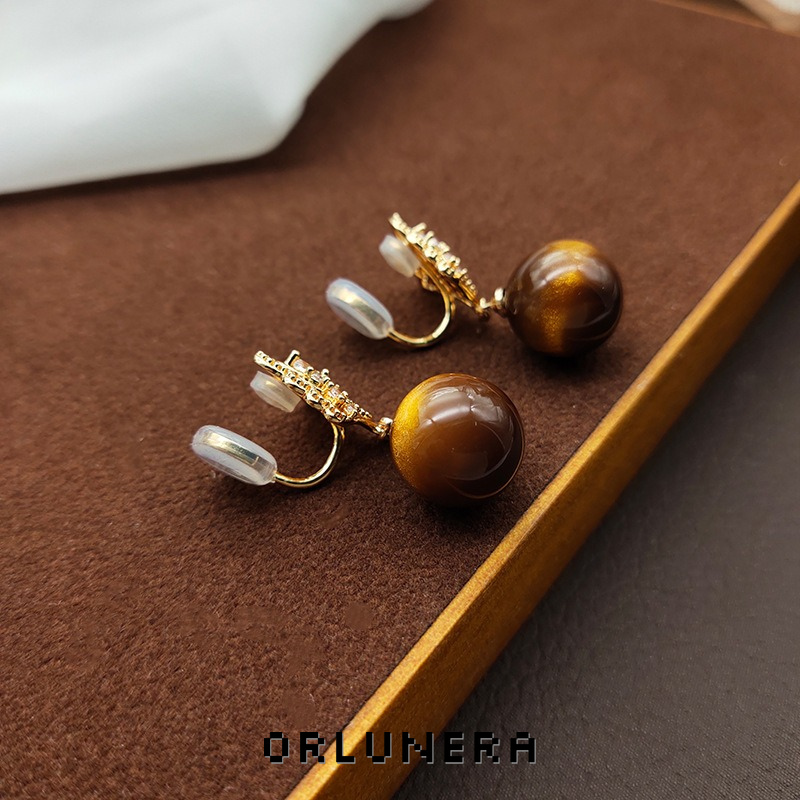 Vesper Tiger-Eye Inspired Clip-On Drop Earrings product image