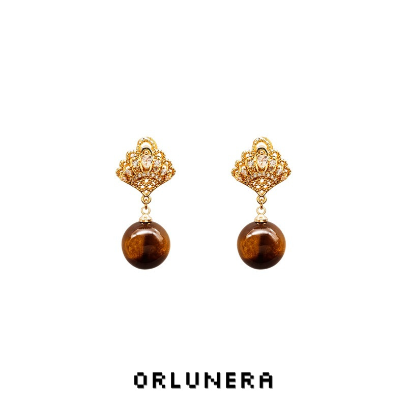 Vesper Tiger-Eye Inspired Clip-On Drop Earrings product image