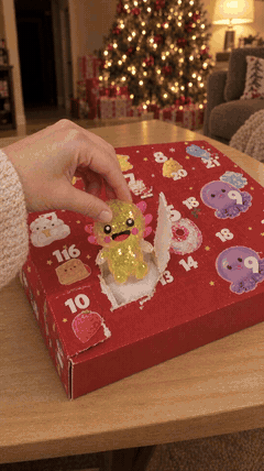 Yellow glitter axolotl squishy being stretched