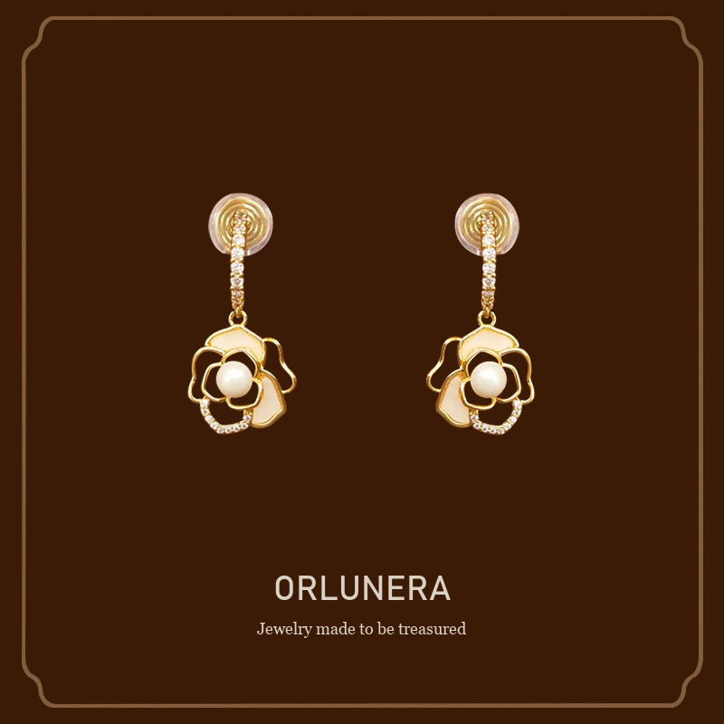 Celeste Camellia Clip-On Earrings Orlunera cover