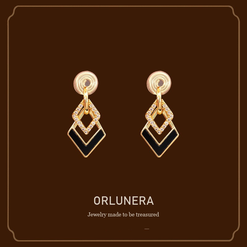 Celeste Diamond-Shaped Geometric Crystal Clip-On Earrings Orlunera cover