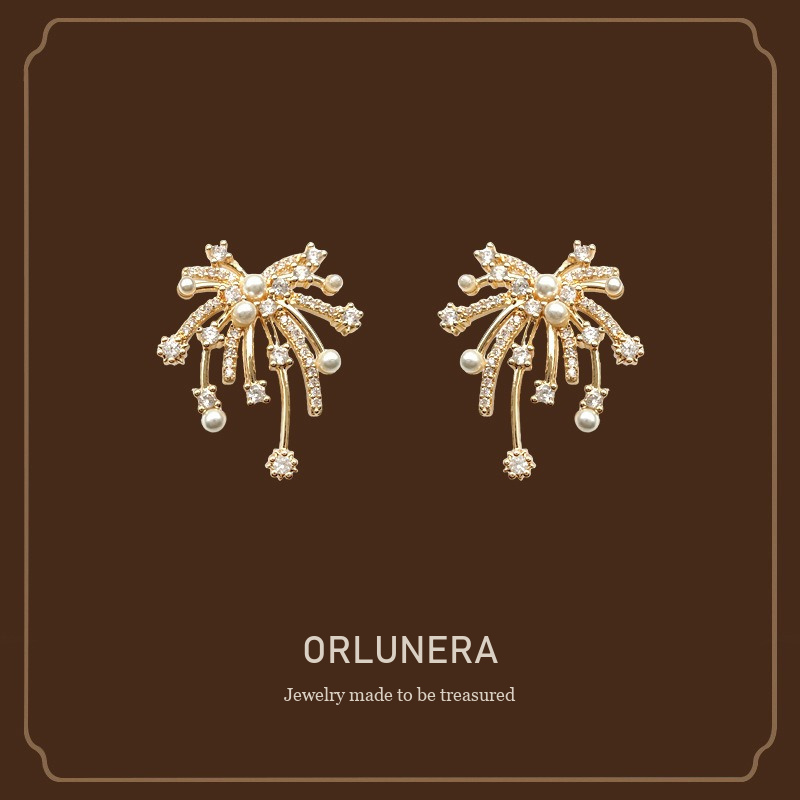 Vesper Pearl Crystal Starburst Stud Earrings Orlunera cover