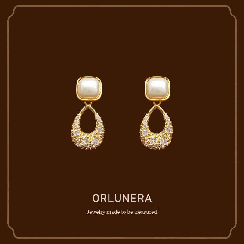 Aurelia Teardrop Cat-Eye Pavé Crystal Clip-On Earrings Orlunera cover