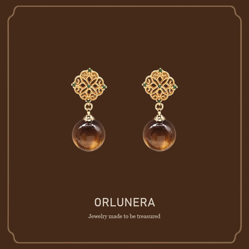 Noelle Tiger-Eye Inspired Clip-On Drop Earrings Orlunera cover
