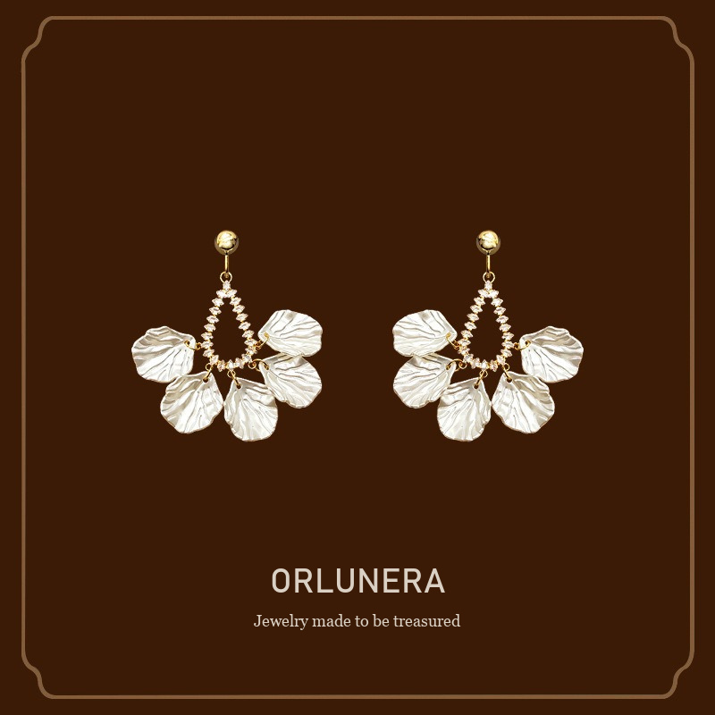 Celeste Teardrop Shell Crystal Clip-On Drop Earrings Orlunera cover
