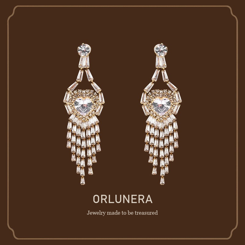 Élan Tassel Crystal Clip-On Drop Earrings Orlunera cover