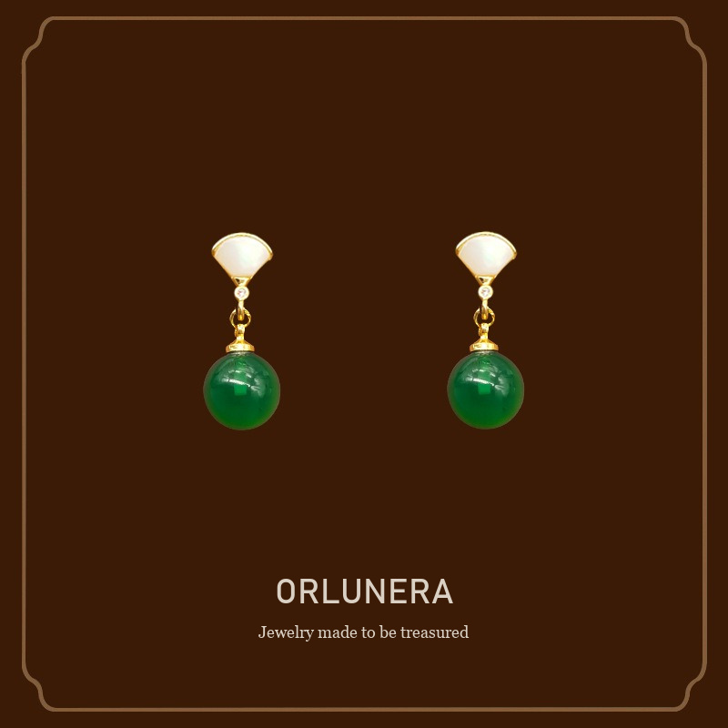 Aurelia Fan Cat-Eye Jade-Inspired Clip-On Earrings Orlunera cover