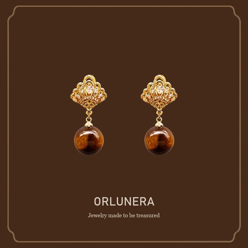 Vesper Tiger-Eye Inspired Clip-On Drop Earrings Orlunera cover