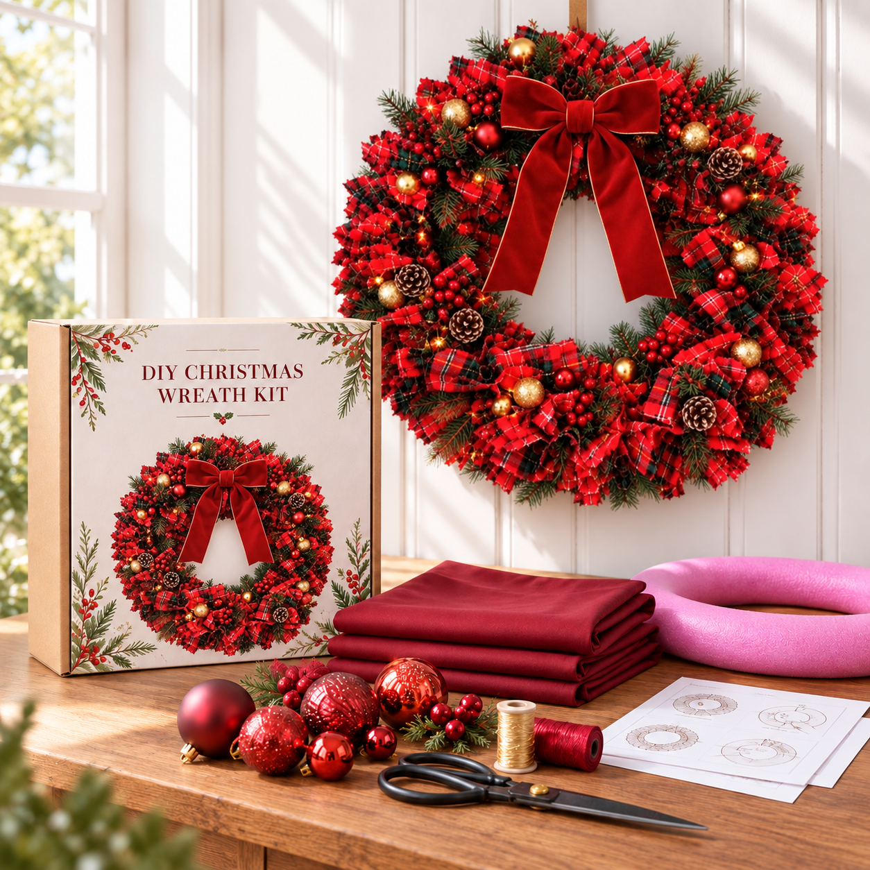 DIY Burgundy Christmas Wreath Kit — Make Your Door Feel Like Christmas
