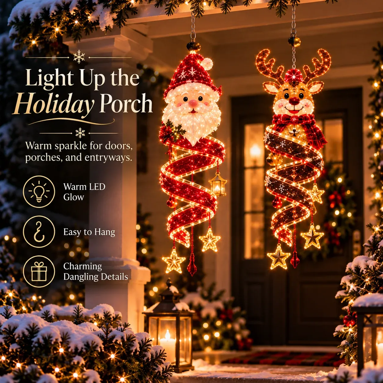 ⏳ Last Day 50% OFF – 🎄 Christmas Magic Spiral™ LED Hanging Light | 9 Festive Designs