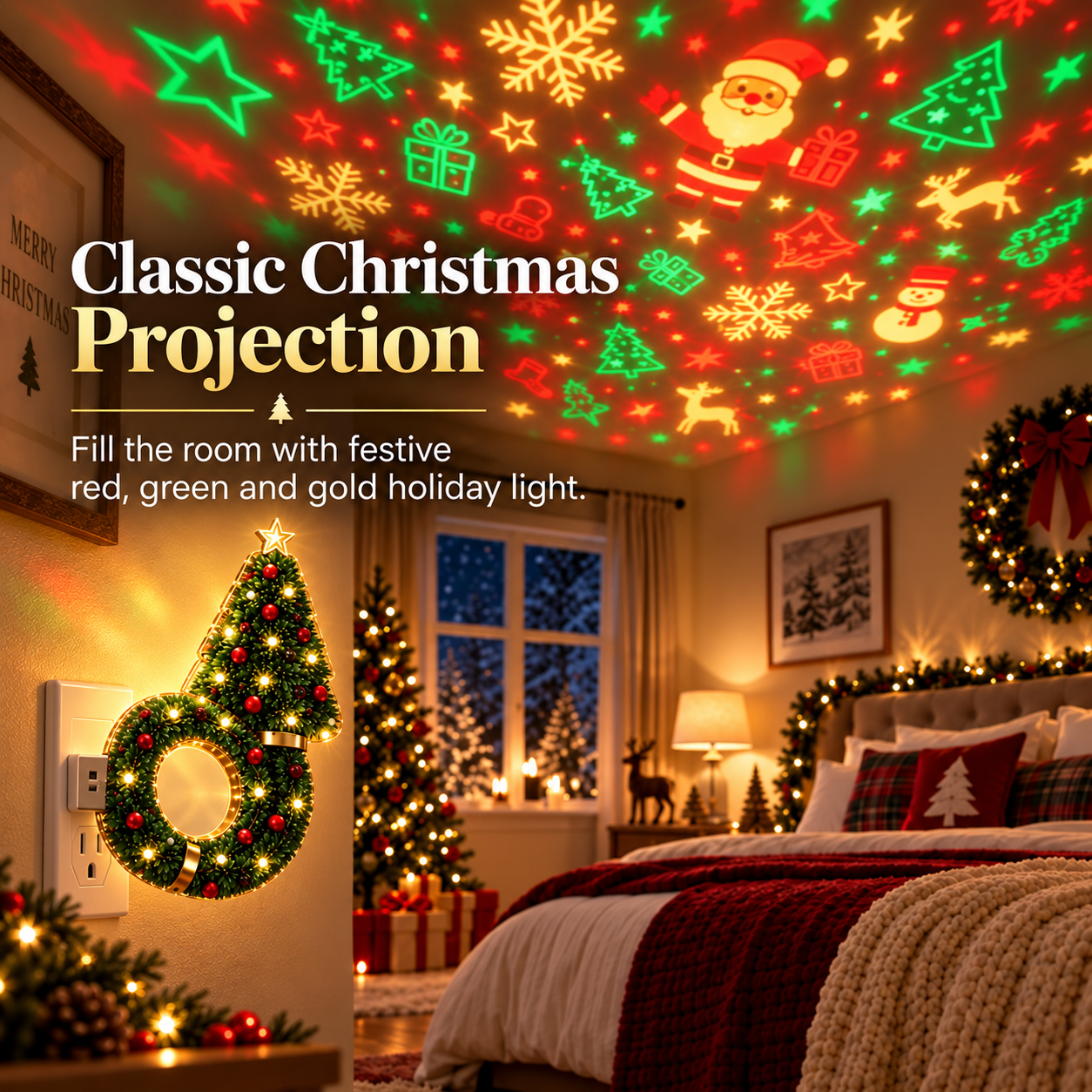 🎄 Christmas Tree Projector Night Light