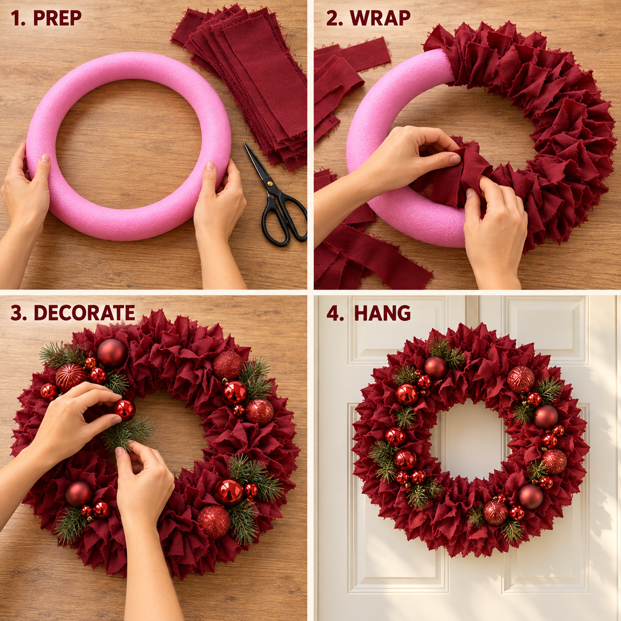 DIY Burgundy Christmas Wreath Kit — Make Your Door Feel Like Christmas