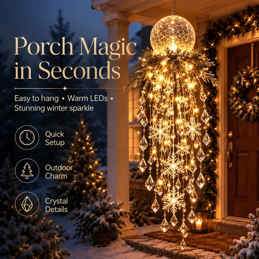 🔥 LAST DAY 50% OFF 🔥 Crystal Cascade Christmas Light– Hanging Snowflake & Crystal LED Porch Decor ✨❄️