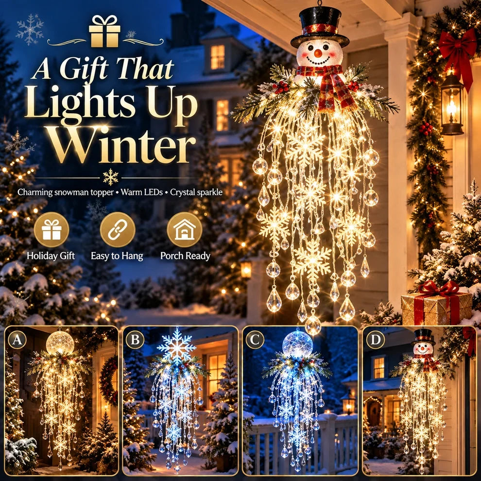🔥 LAST DAY 50% OFF 🔥 Crystal Cascade Christmas Light– Hanging Snowflake & Crystal LED Porch Decor ✨❄️