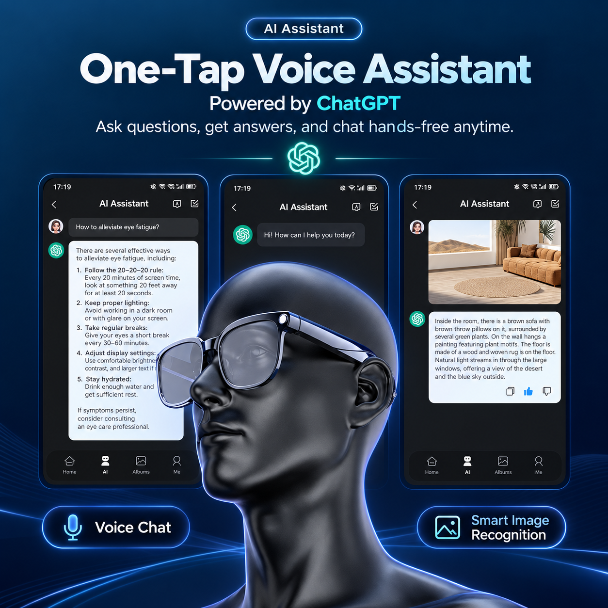 AI assistant features on smart glasses