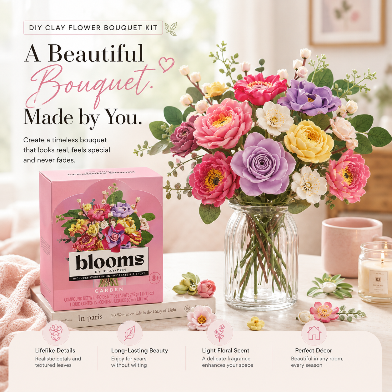 🔥LAST DAY 50% OFF🔥DIY Clay Flower Bouquet Kit – Create, Display & Enjoy