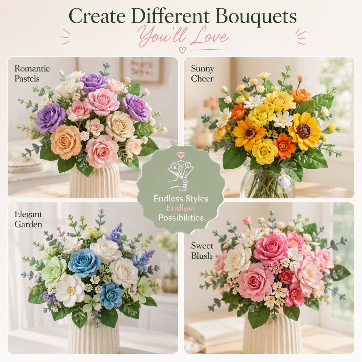 🔥LAST DAY 50% OFF🔥DIY Clay Flower Bouquet Kit – Create, Display & Enjoy
