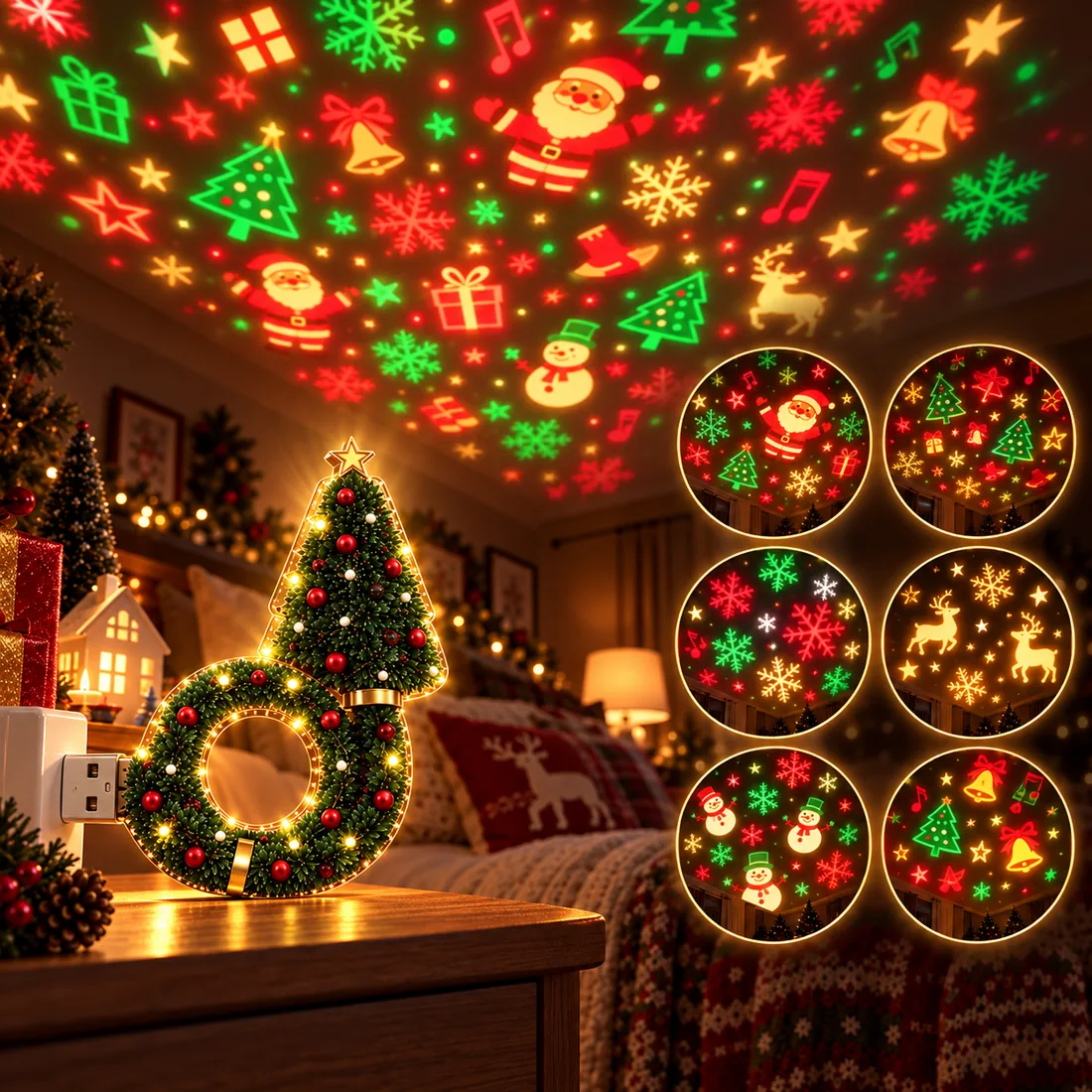 Multiple design modes of the Christmas projector light