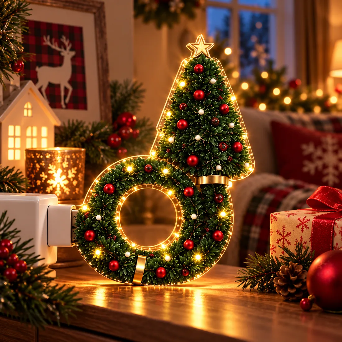 Decorative USB Christmas projector light close-up