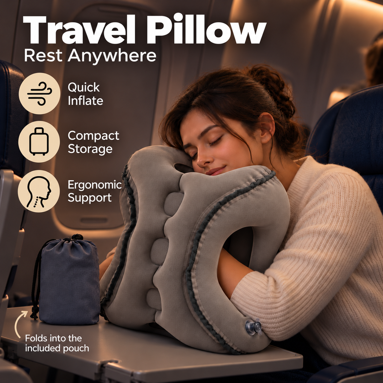 😴 Limited-Time 60% OFF | Inflatable Travel Pillow – Fold, Pack & Rest Anywhere ✈️