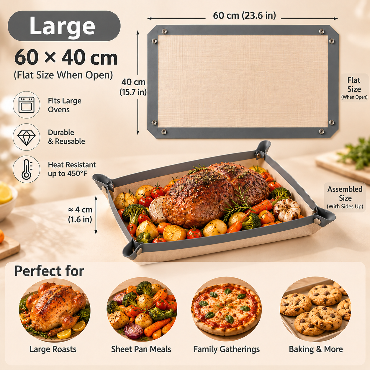 🔥 Last Day – 60% OFF Snap-On Silicone Baking Mat | Less Mess, Easy Cleanup