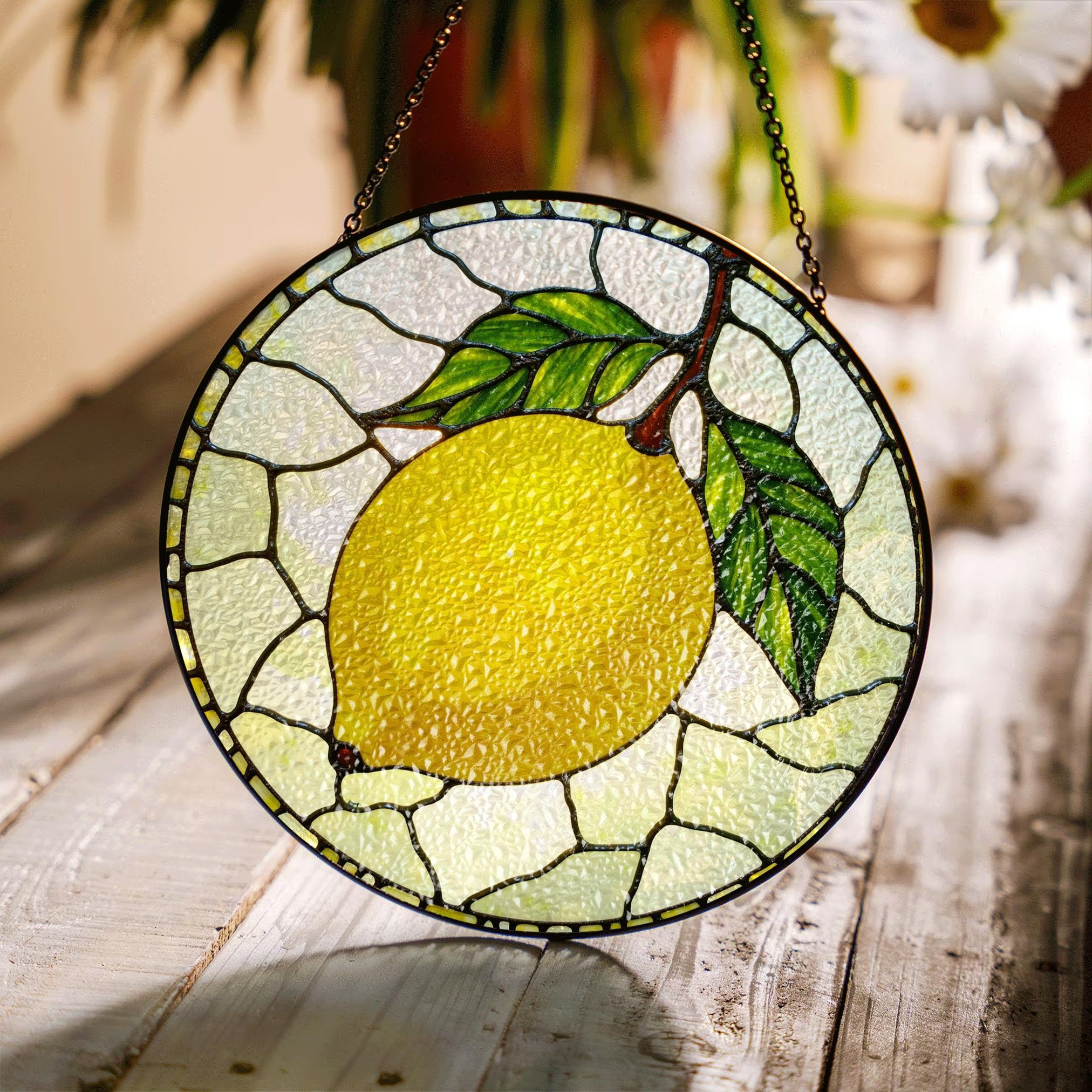 Lemon Stained Glass Suncatcher Window Decor Gift for Mom Friend - image 1