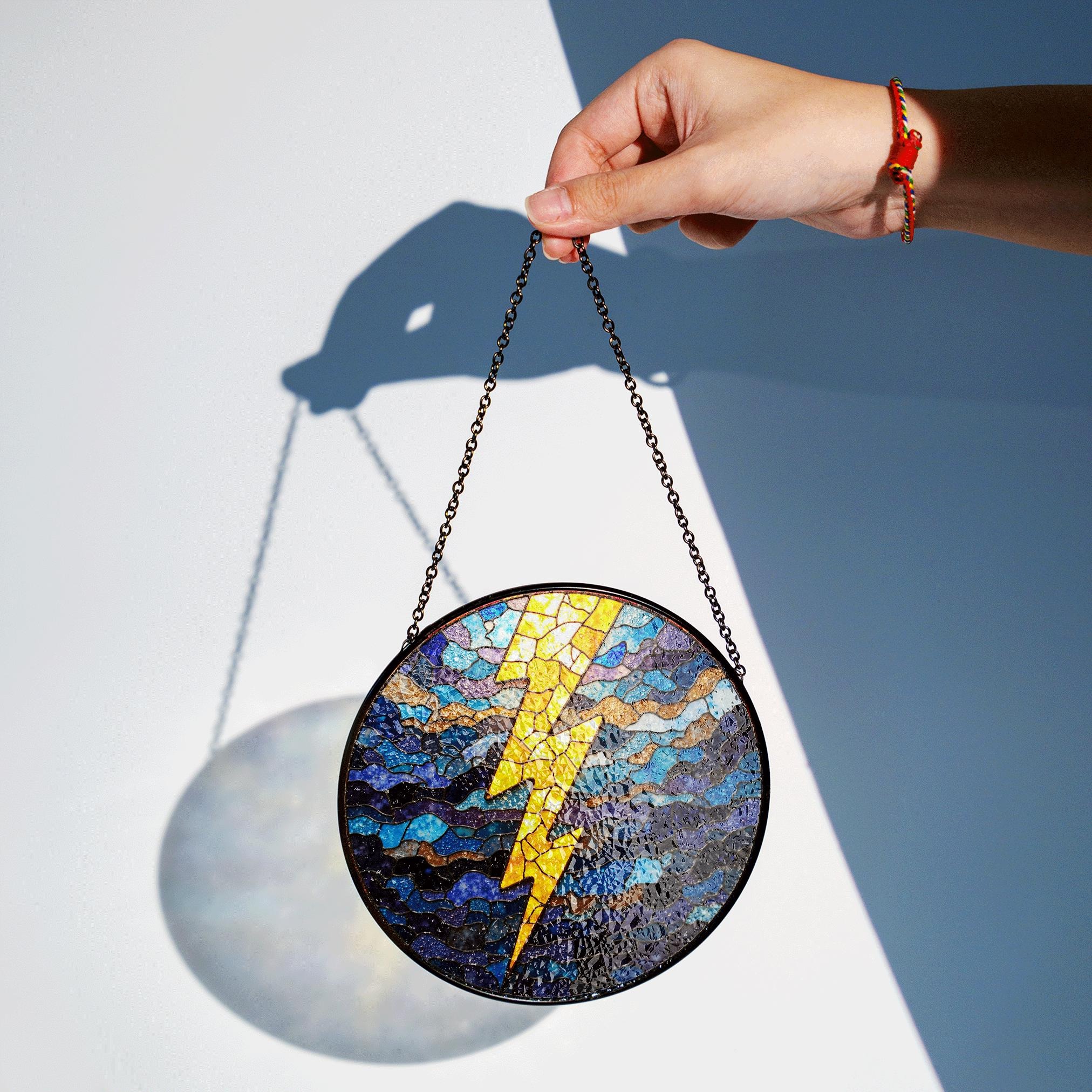 Lightning Bolt Stained Glass Suncatcher Window Hanging Gift for Storm Lovers - image 2
