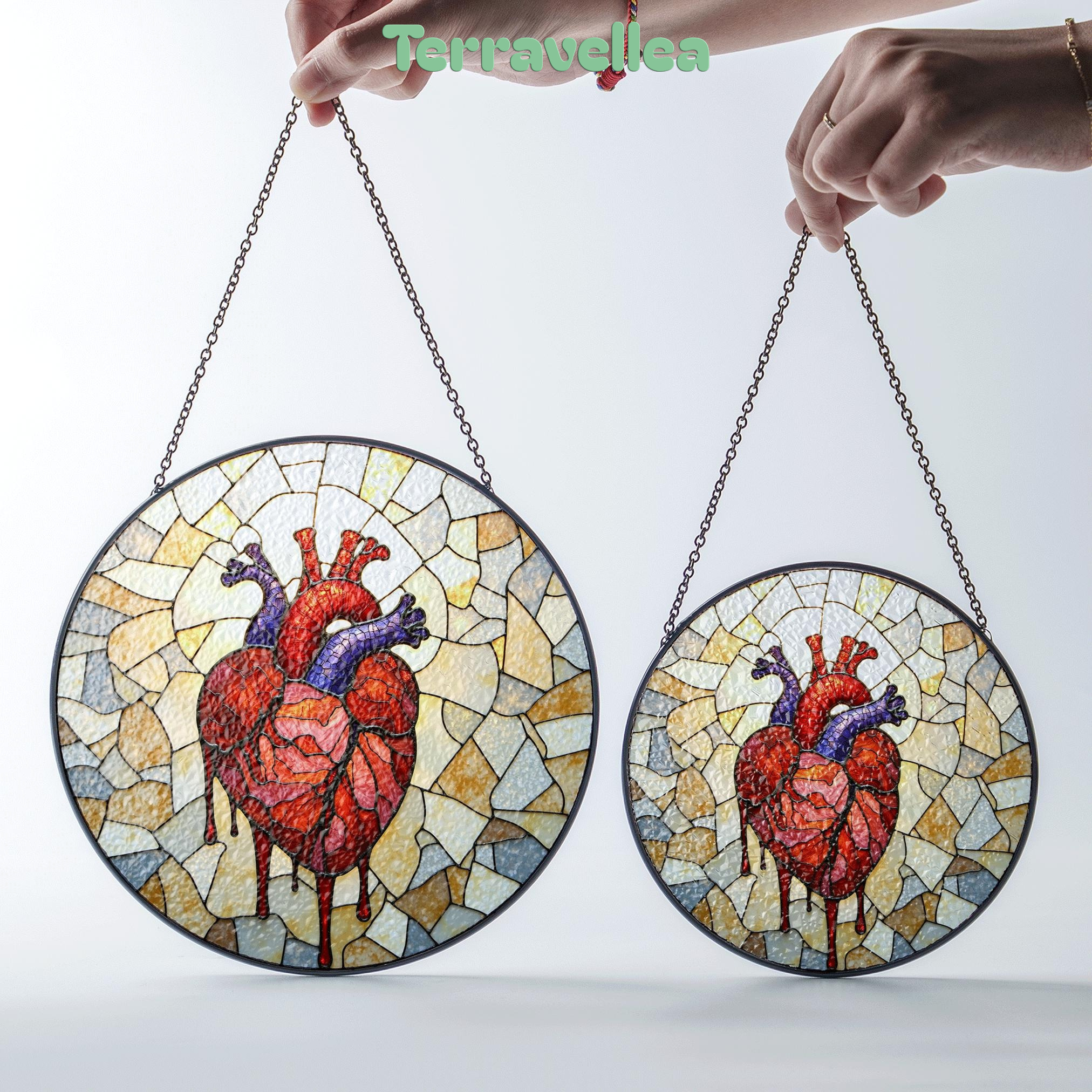 Anatomical Heart Stained Glass Sun Catcher Handmade Window Decor Gift for Medical Student - image 7