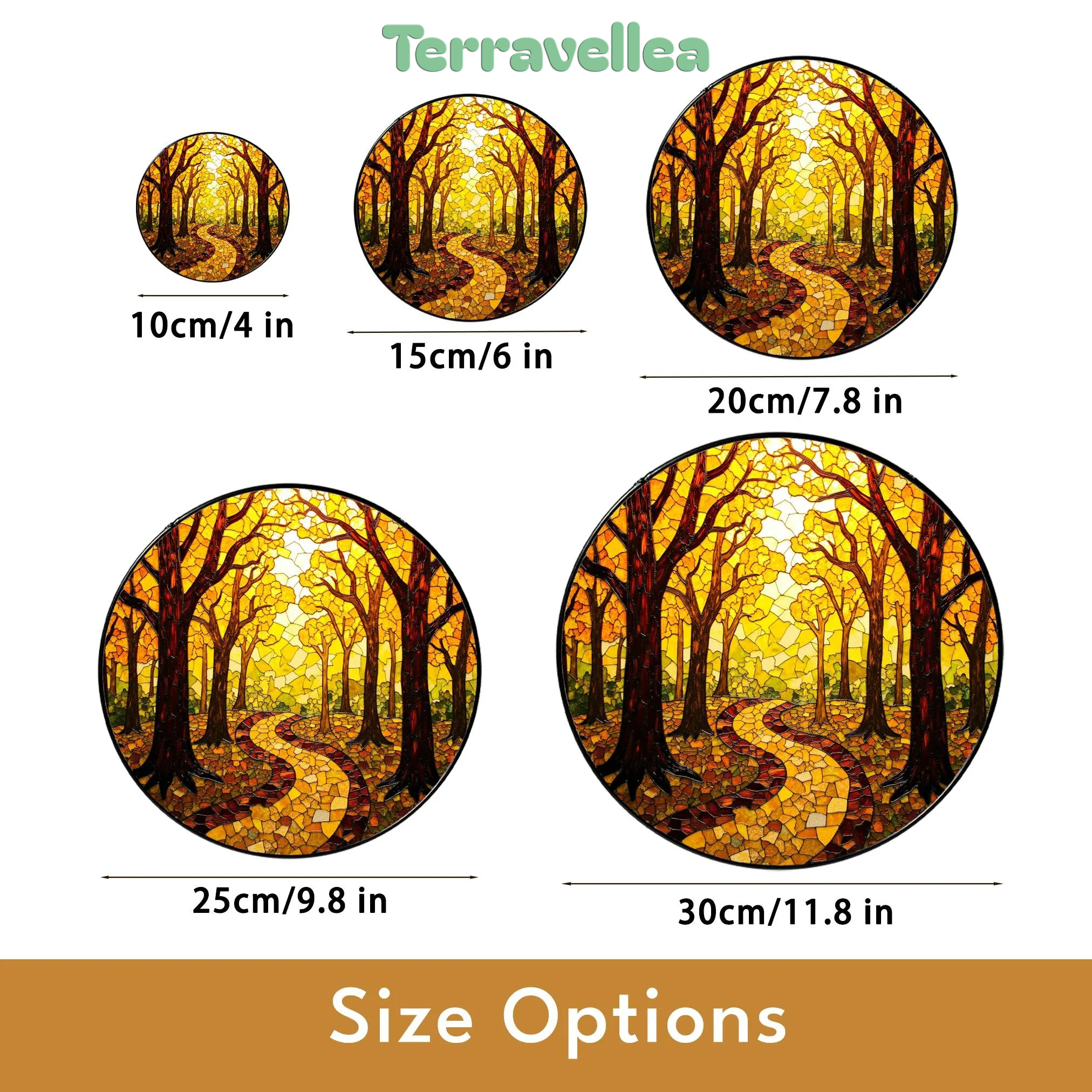 Autumn Forest Path Round Suncatcher Stained Glass Window Decor Gift for Nature Lovers - image 10
