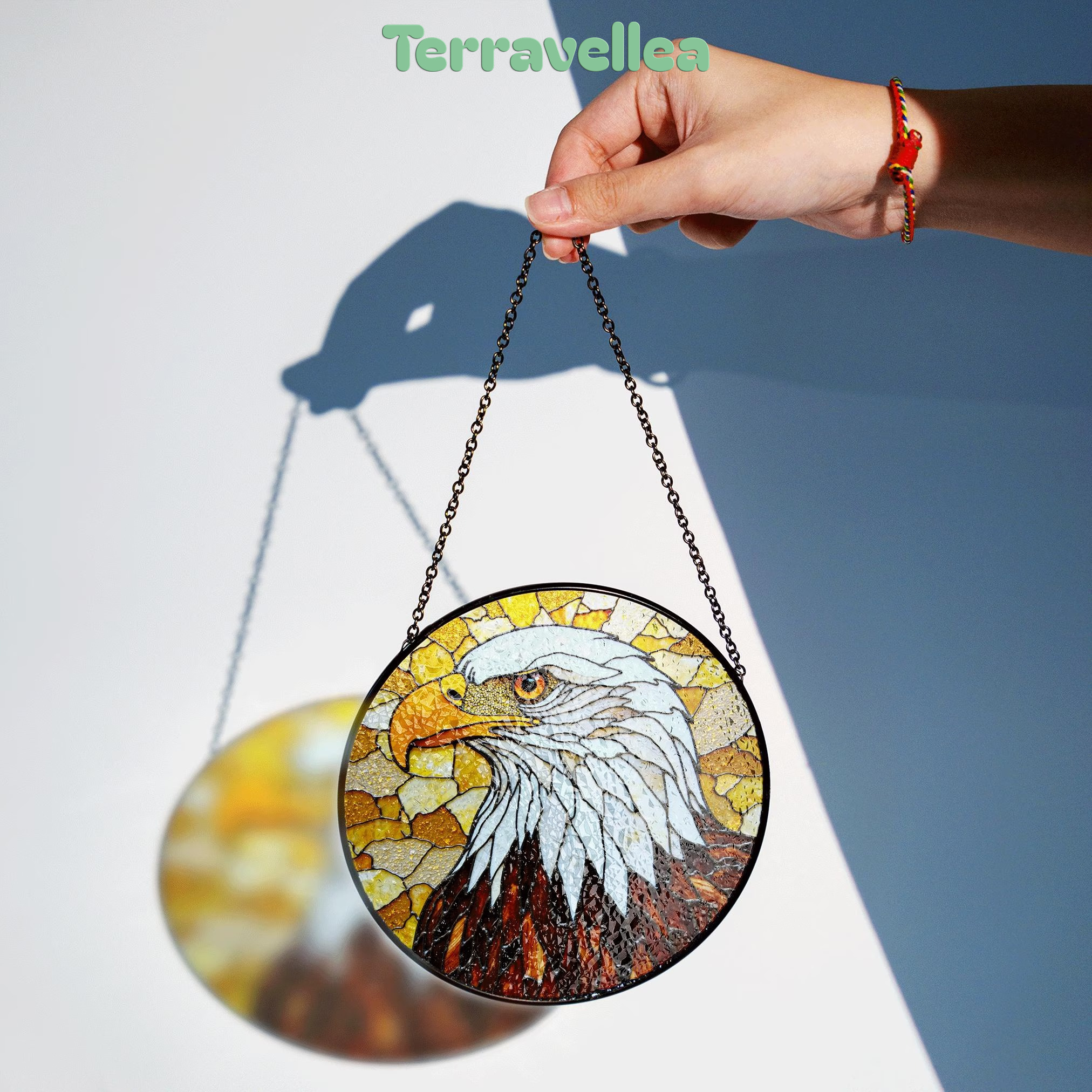 Bald Eagle Stained Glass Suncatcher – Patriotic Window Decor – Gift for Veterans, Dad, or Nature Lovers - image 2