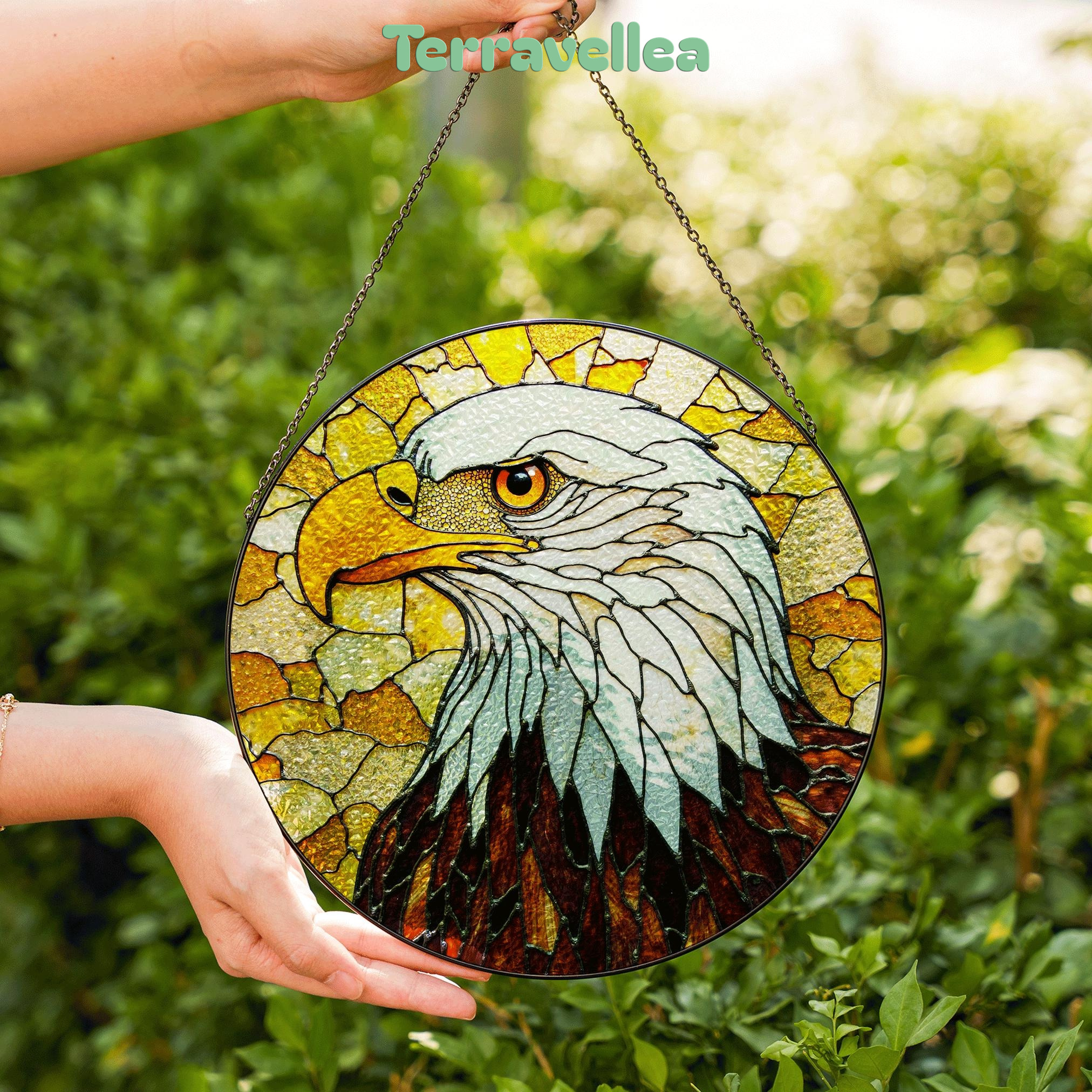 Bald Eagle Stained Glass Suncatcher – Patriotic Window Decor – Gift for Veterans, Dad, or Nature Lovers - image 6