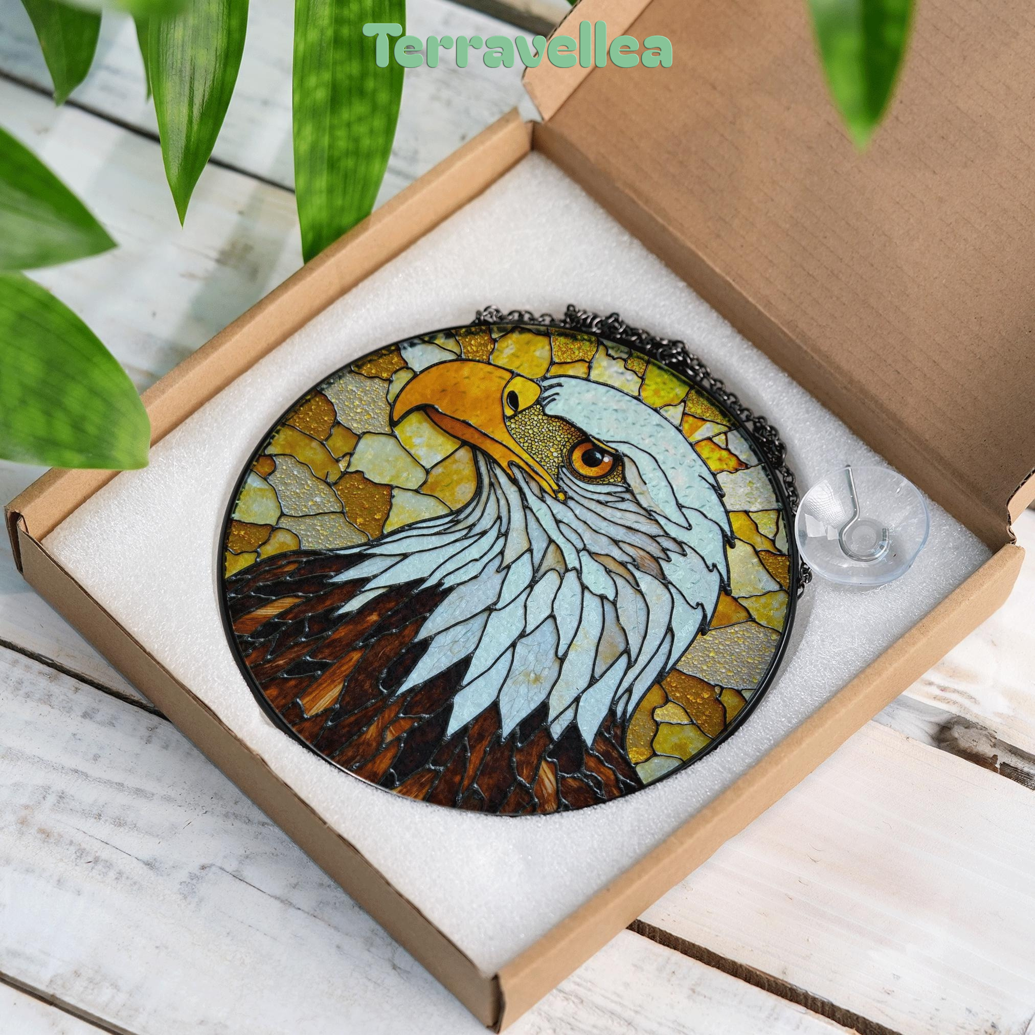 Bald Eagle Stained Glass Suncatcher – Patriotic Window Decor – Gift for Veterans, Dad, or Nature Lovers - image 9