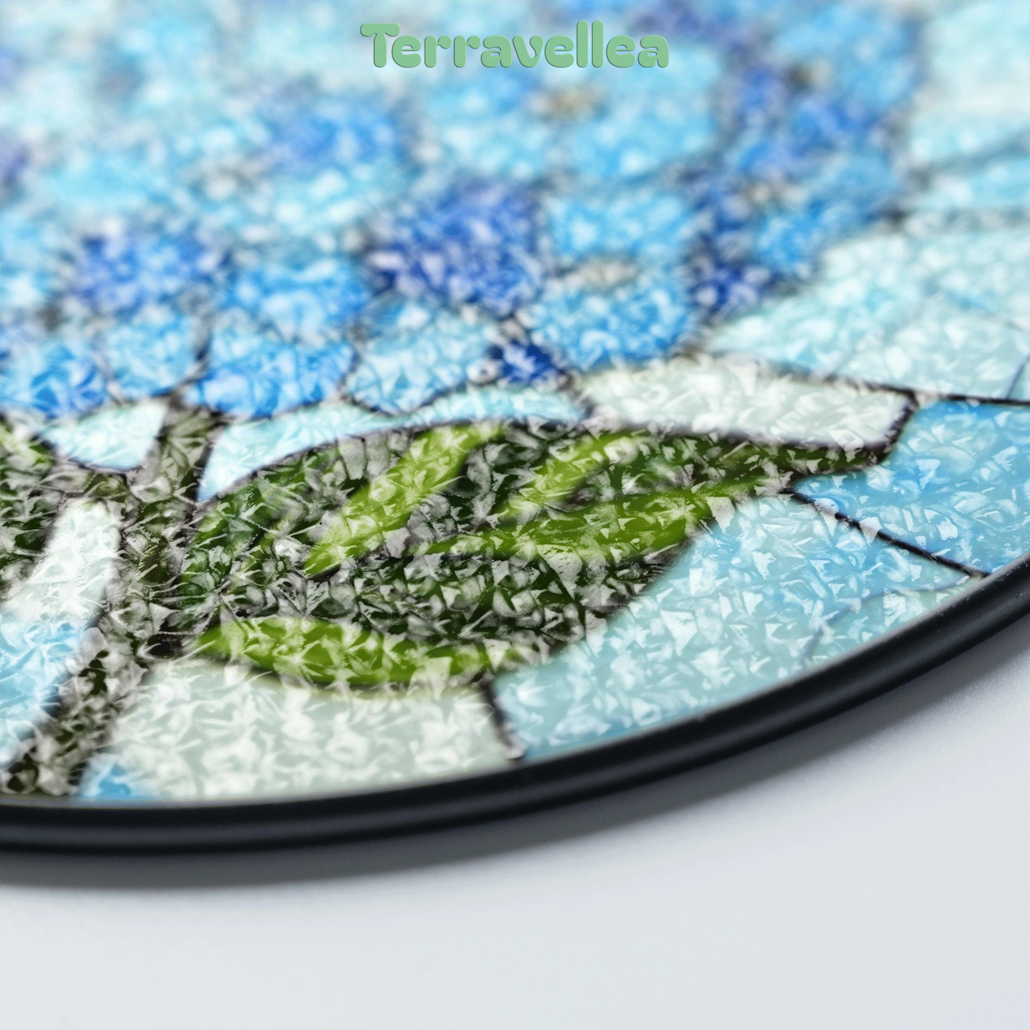 Blue Hydrangea Flower Round Stained Glass Window Suncatcher Gift for Mom Grandma or Gardener - image 8