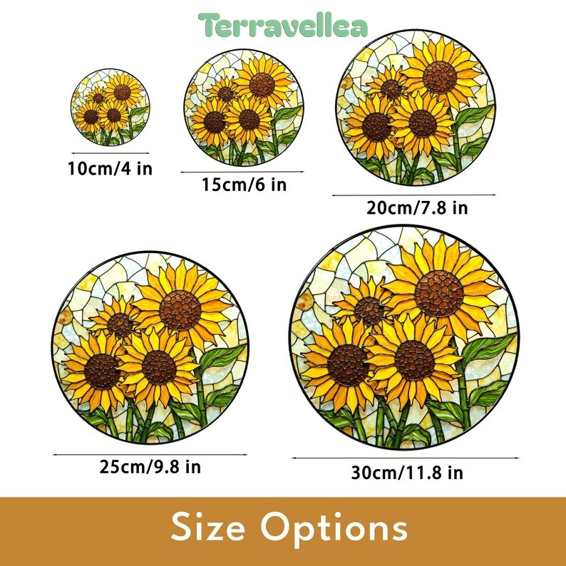 Bright Sunflowers Stained Glass Window Hanging Suncatcher Sun Catcher Gift for Mom or Nature Lover - image 1
