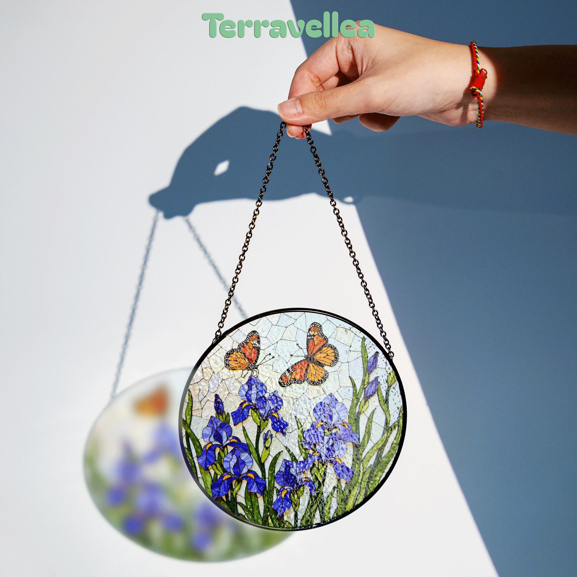 Butterfly Iris Stained Glass Suncatcher Window Decor Gift for Mom - image 3
