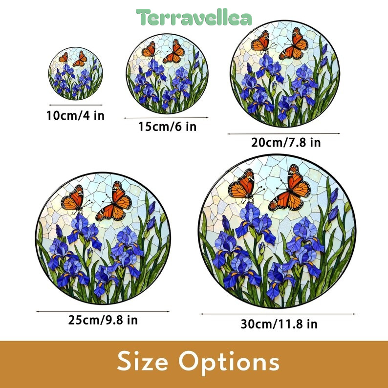 Butterfly Iris Stained Glass Suncatcher Window Decor Gift for Mom - image 1