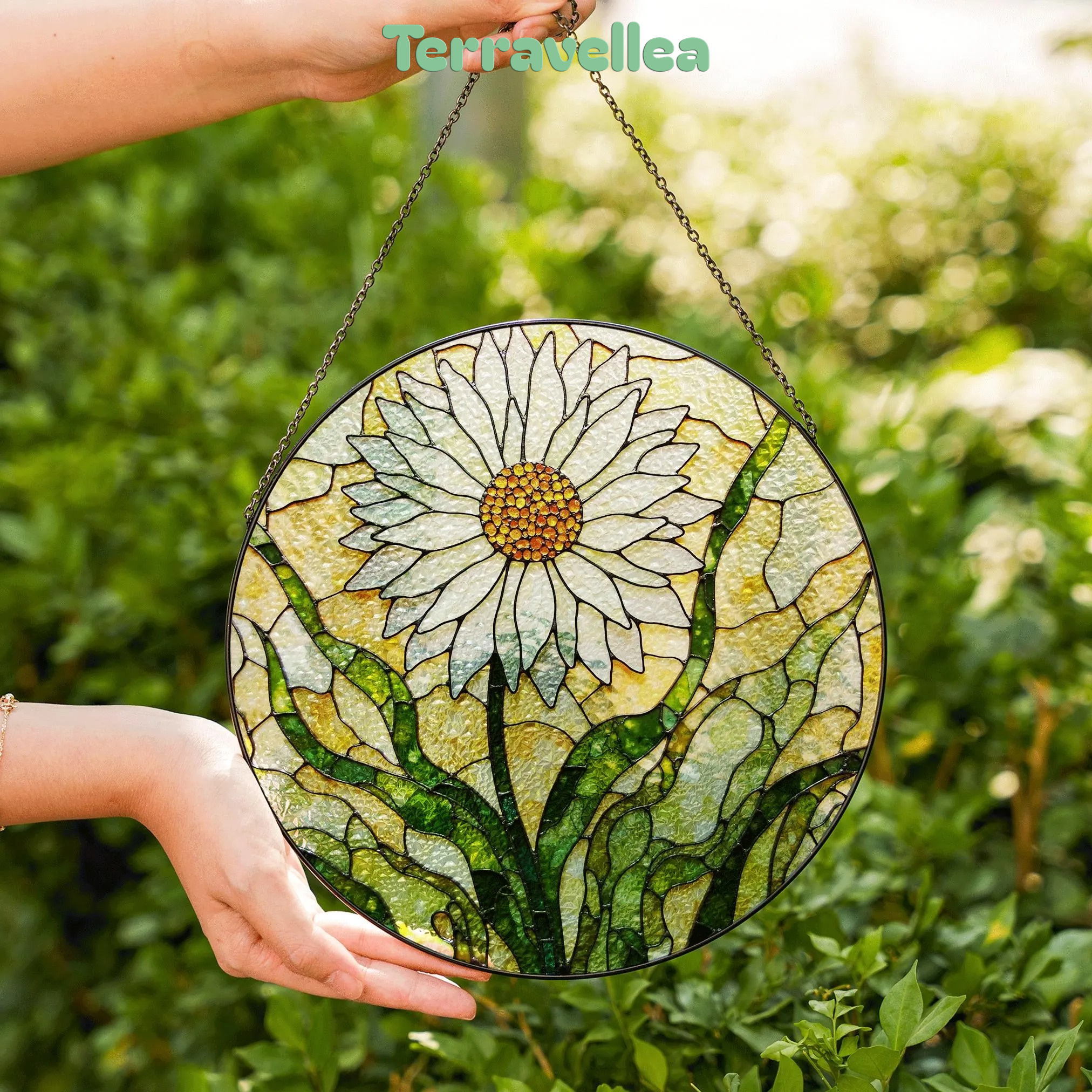 Daisy Stained Glass Suncatcher Window Hanging Gift for Mom Friend - image 6