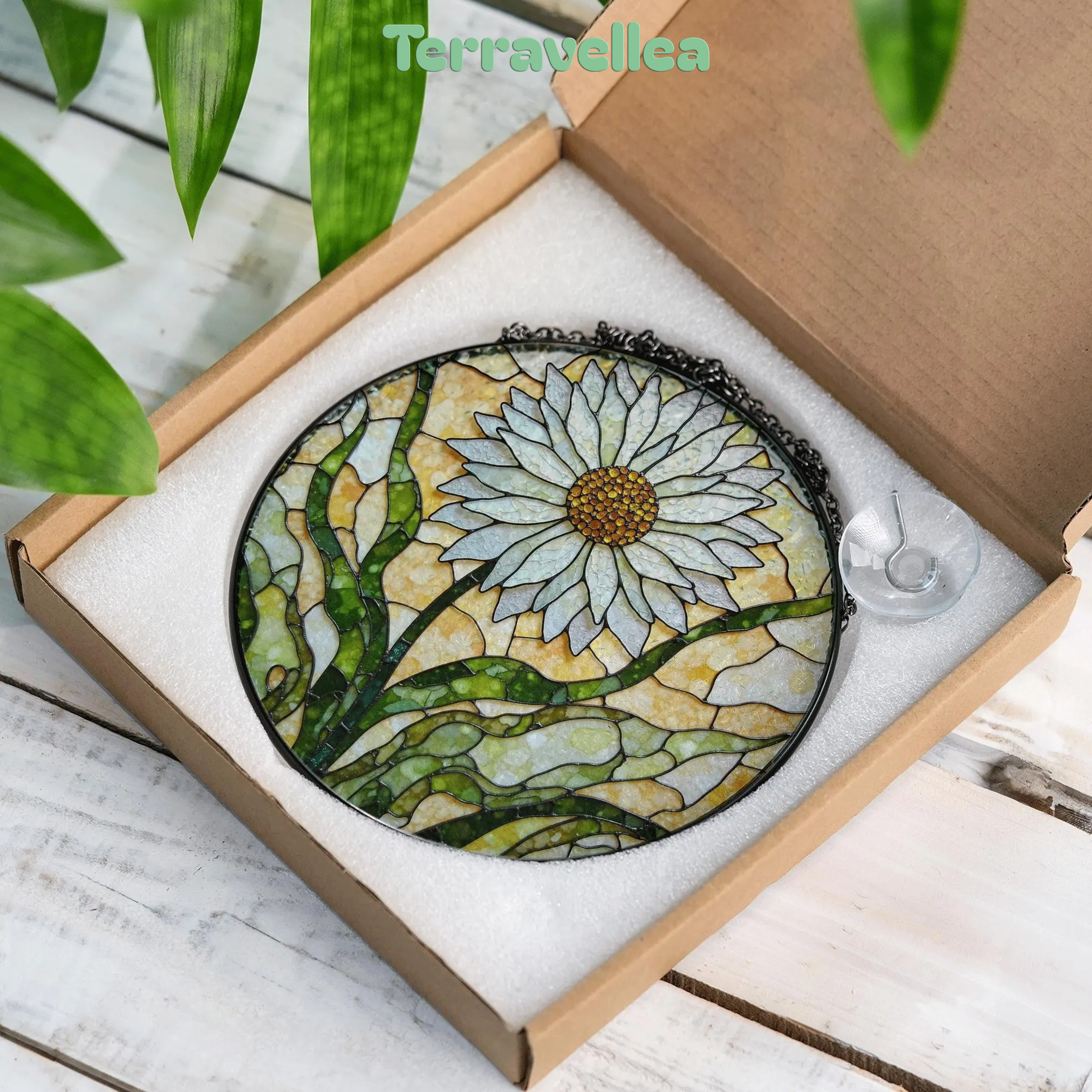 Daisy Stained Glass Suncatcher Window Hanging Gift for Mom Friend - image 9