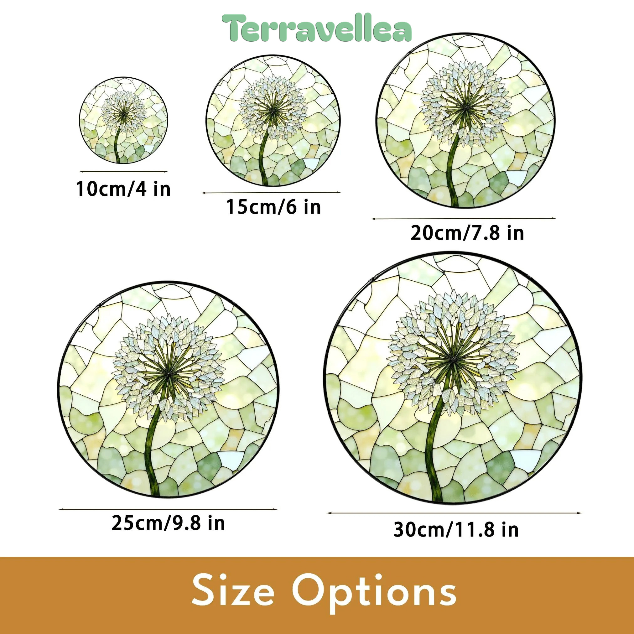 Dandelion Bloom Stained Glass Suncatcher Round Window Charm Gift for Nature Lover - image 10