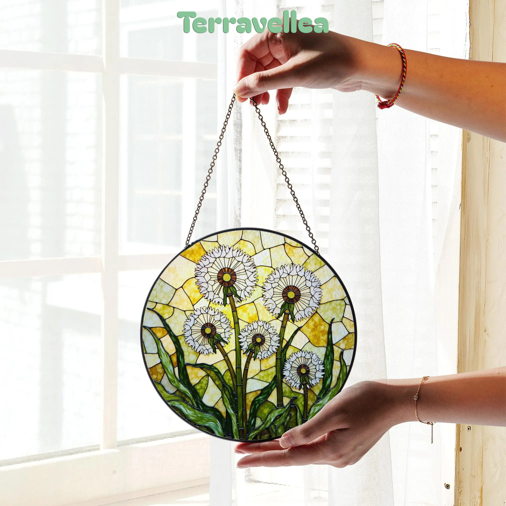 Dandelion Stained Glass Suncatcher Window Decor Gift for Nature Lovers - image 3
